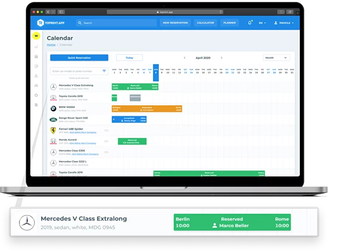 Booking calendar in TopRentApp