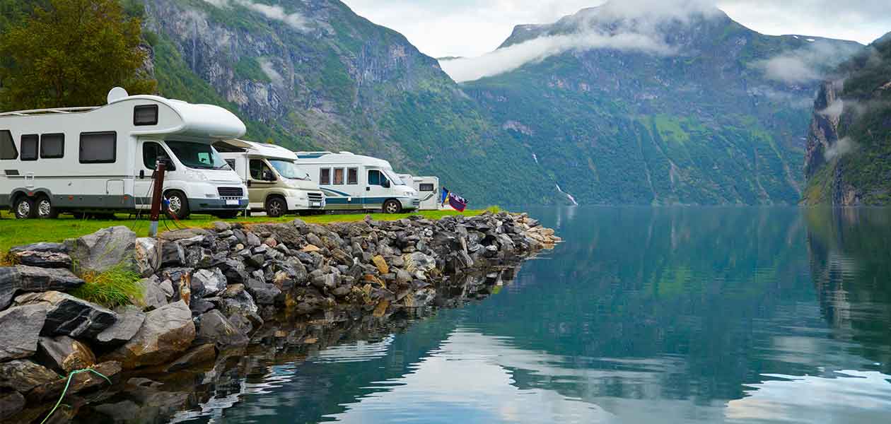 Vans camping in the mountains