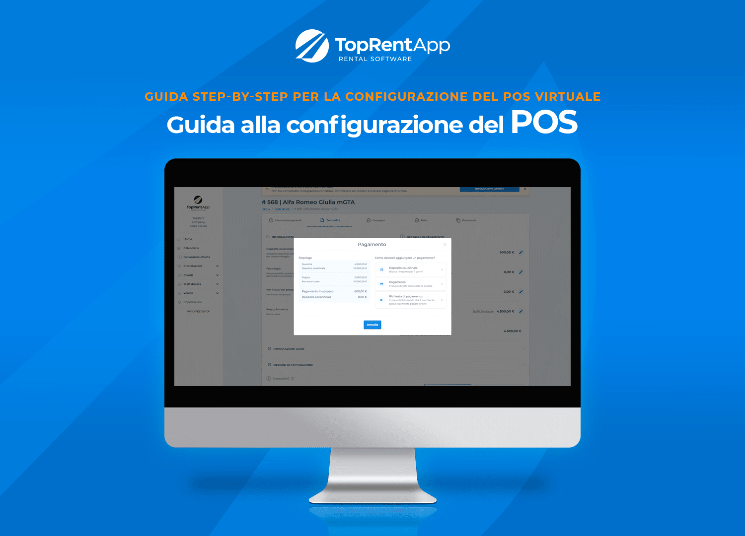 Guida alla configurazione del POS virtuale in TopRent.app