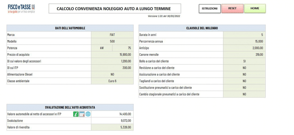 Gestione Noleggio Excel