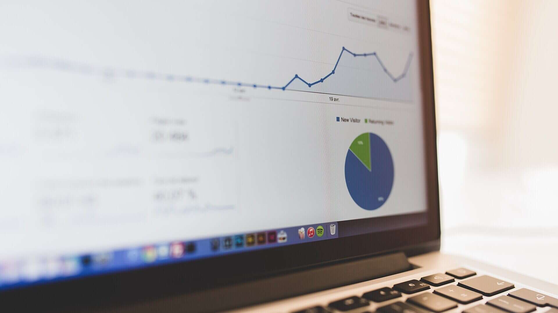 Datenanalyse-Diagramme auf dem Bildschirm eines Laptops